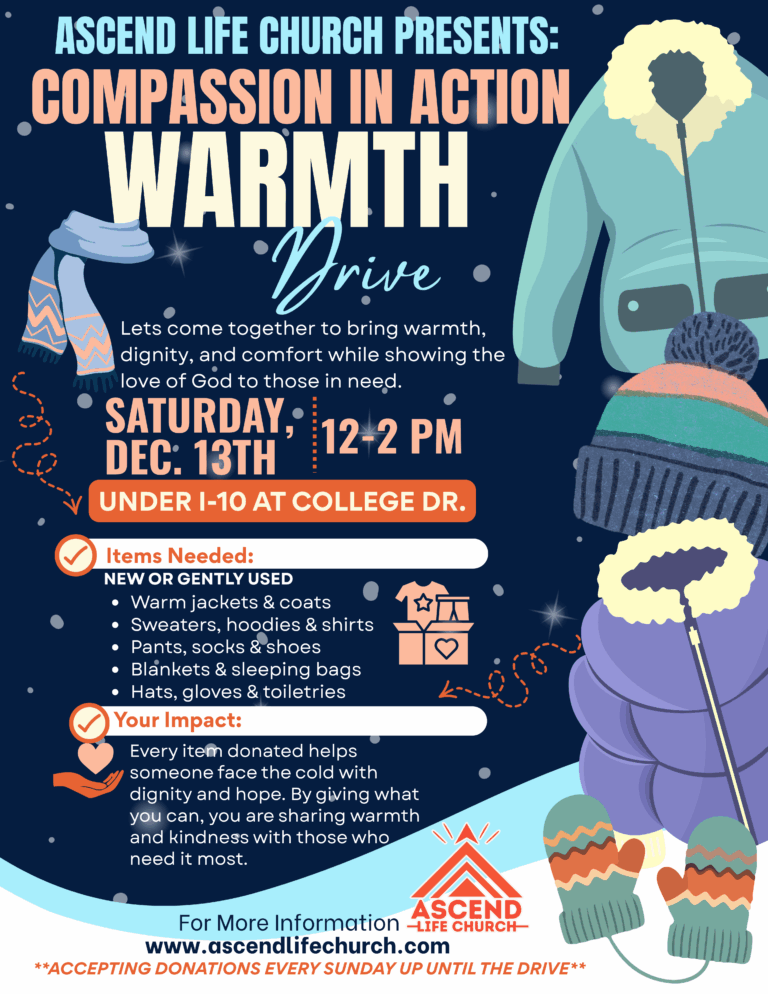 Ascend Life Church Compassion in Action Warmth Drive Flyer